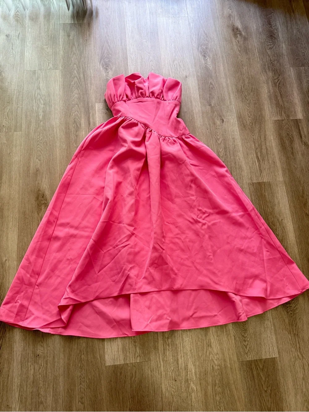 elliatt laurel pink ruffle bust boned strapless maxi gown dress size medium - Picture 7 of 12